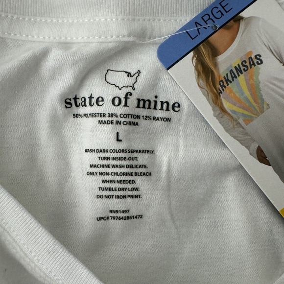 State of Mind Shirt Women Large White Texas Graphic Tee Lounge Basic Casual‎ - Picture 6 of 6